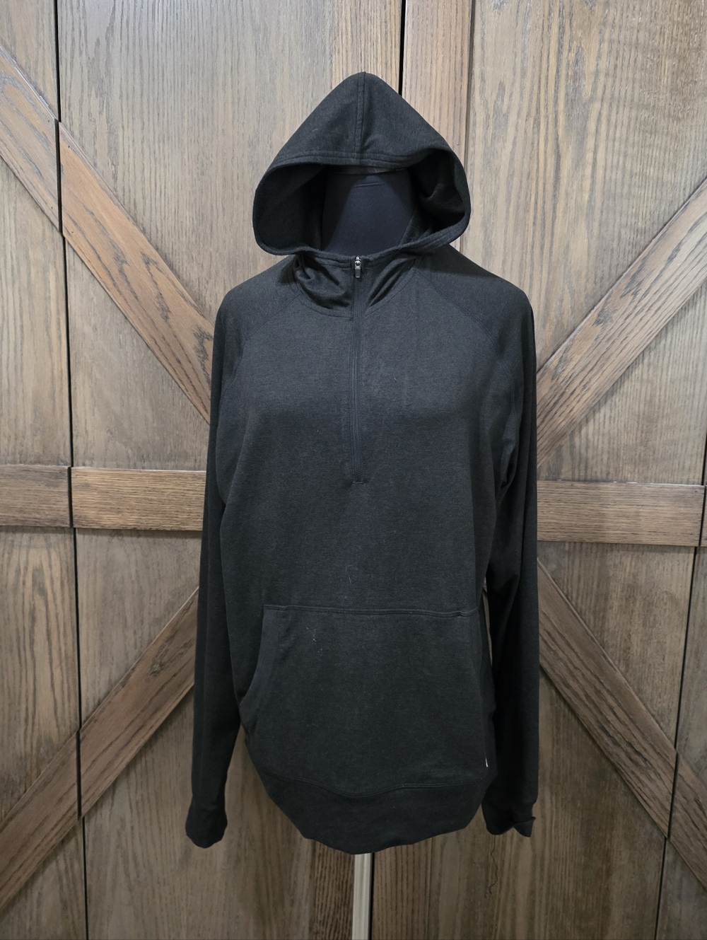 Vuori Ponto Black Half-Zip Hooded Pullover